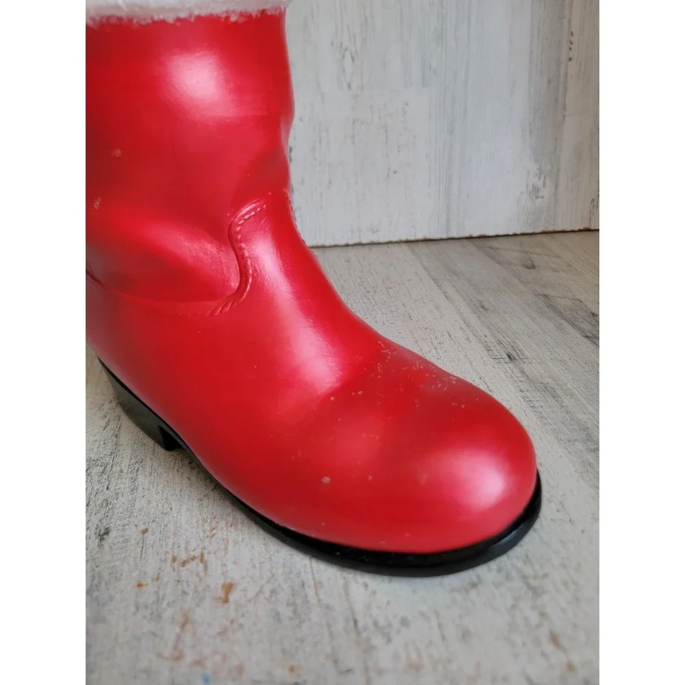 HD vintage ceramic Santa Claus mistletoe boot planter Xmas home shoe